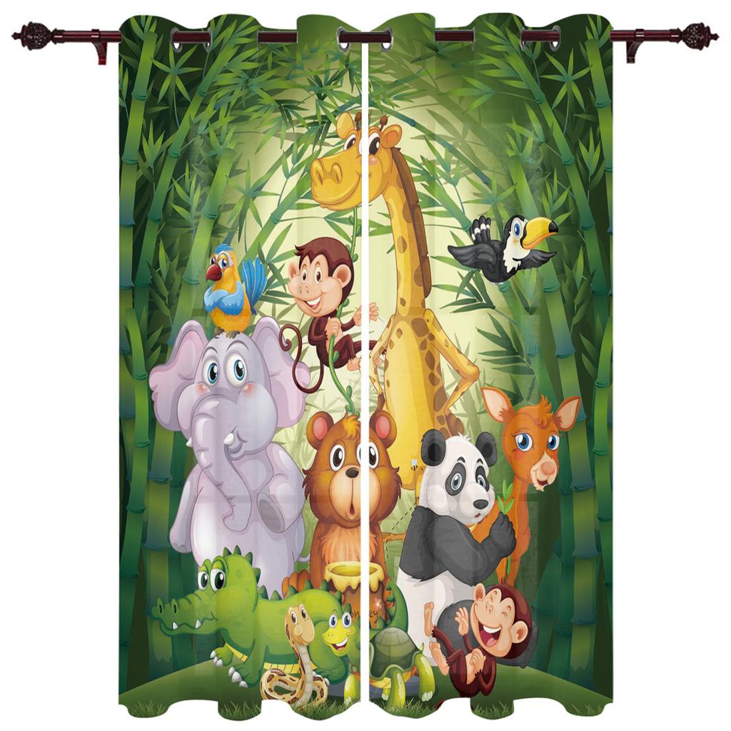 Forest Cartoon Animal Giraffe Child Window Curtains Home Decor Living Room Curtains Kitchen Drapes Panel Curtains for Bedroom