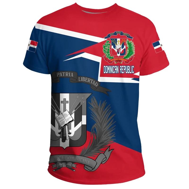 Dominican Republic Flag Map 3D Printed T Shirt For Men Clothes Fashion Male T-Shirt National Emblem Tshirt Independence Day Tee