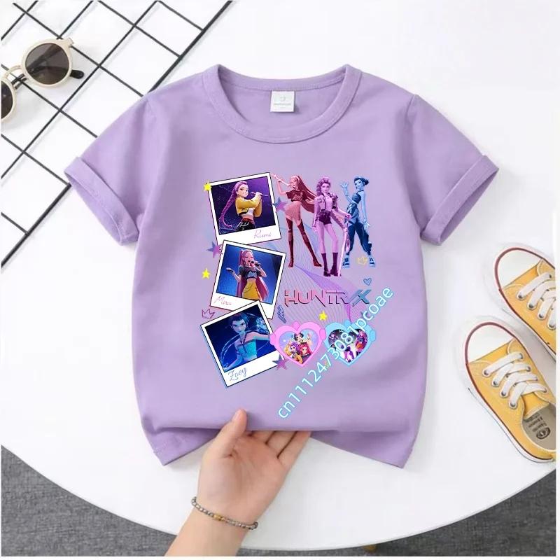 Kpop Demon Hunters Children's T Shirt Short Sleeve Saja Boys Kdis T-shirt Cute Kpop Demon Hunters Harajuku Tshirt for Boys Girls