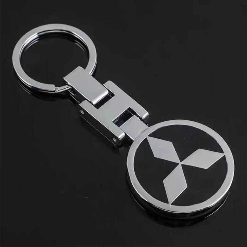 1PCS Car Keychain Gift for Mitsubishi Compatible with All Models Pajero Outlander Lancer 3D Metal Keyring Holder Accessories AV2