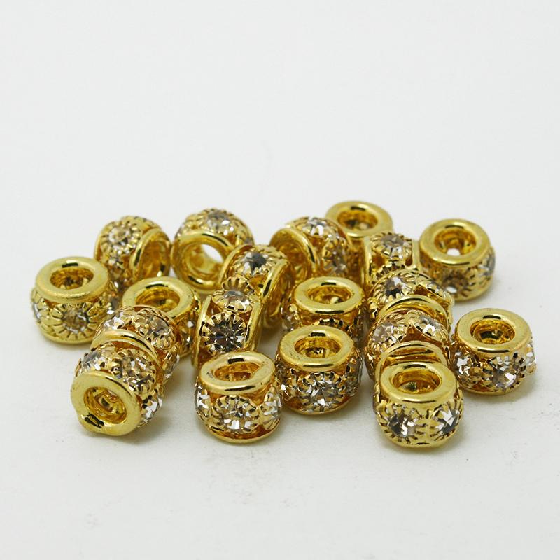 4 Stück 6 x 8 mm Diamanten Rand großes Loch Metallperlen für Schmuckherstellung DIY Armband Halskette Ohrring