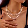 Fashionable Natural Shell Pearls Elastic Jewelry Triple Wear Neck Chain Wrist Ankle Decoration Coastal Styles Use