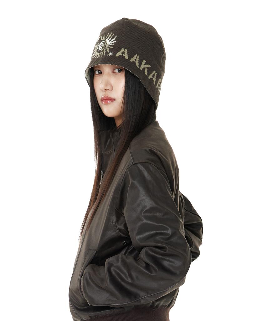 AAKAM Small Sun Jacquard Beanie (Brown)