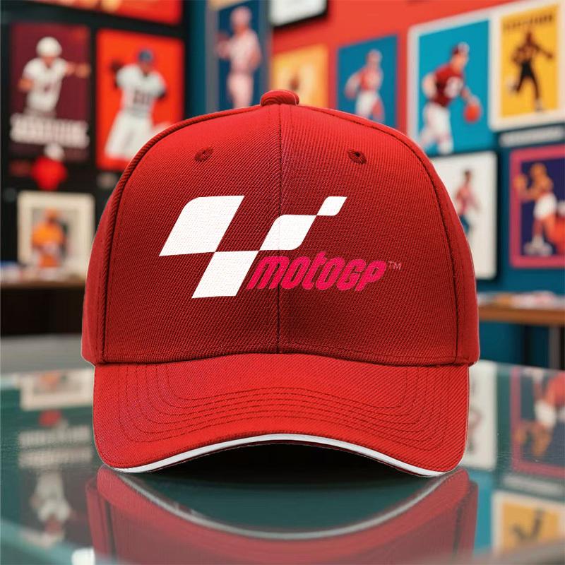 1pc 2025 SummerAutumn New Unisex Lightweight Baseball Cap with MotoGP Print Outdoor Breathable Black Visor Hat for Parties