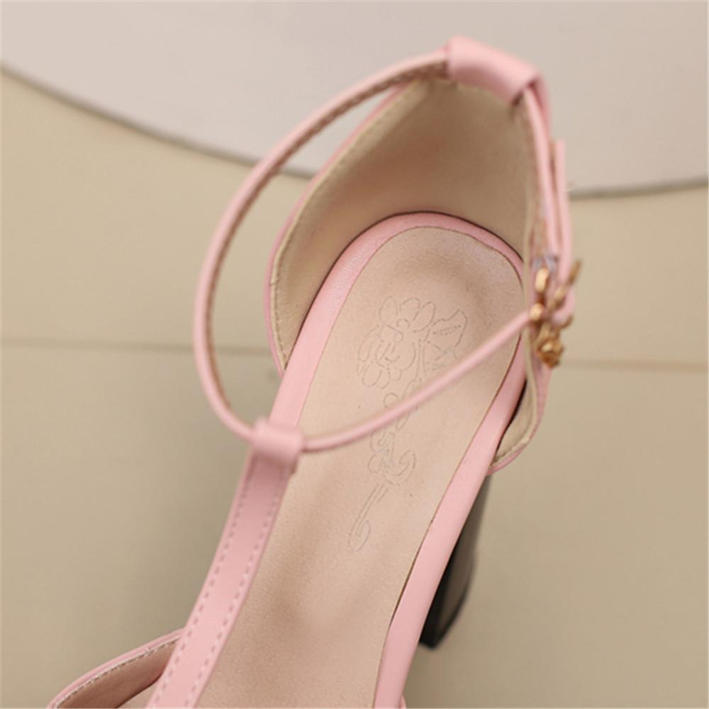 Fashion Summer Super High-heeled Sandals Women Platform Thick Heels Sexy Fish Mouth T-Band Strap Buckle Fashion Shows Party Shoes Ladies