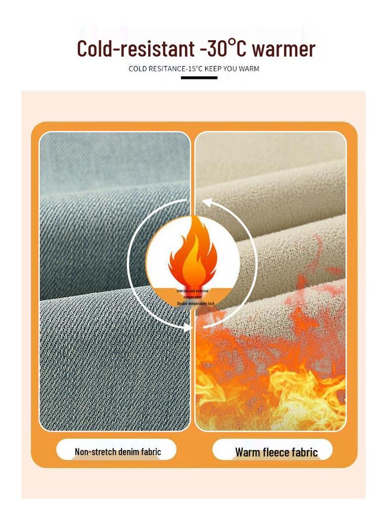 Damen Retro High-Waist Fleece Slim Wide-Leg Jeans - Herbst/Winter 2025 Kollektion