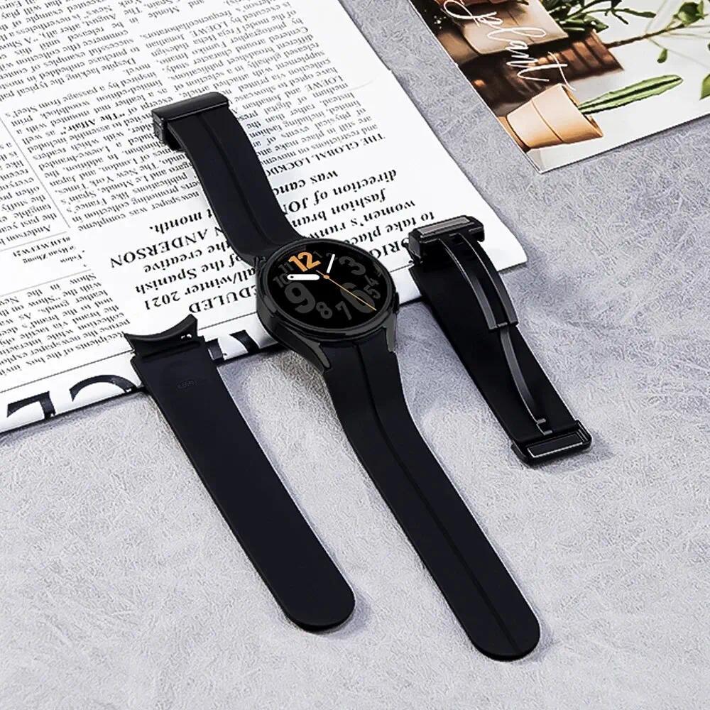 No Gap Silicone Strap For Samsung Galaxy Watch 6 5 4 40mm 44mm 5 Pro 45mm Magnetic Bracelet Band For Watch 6 4 Classic Watchband