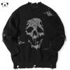 Skull Pattern Ripped Sweater - X 84586