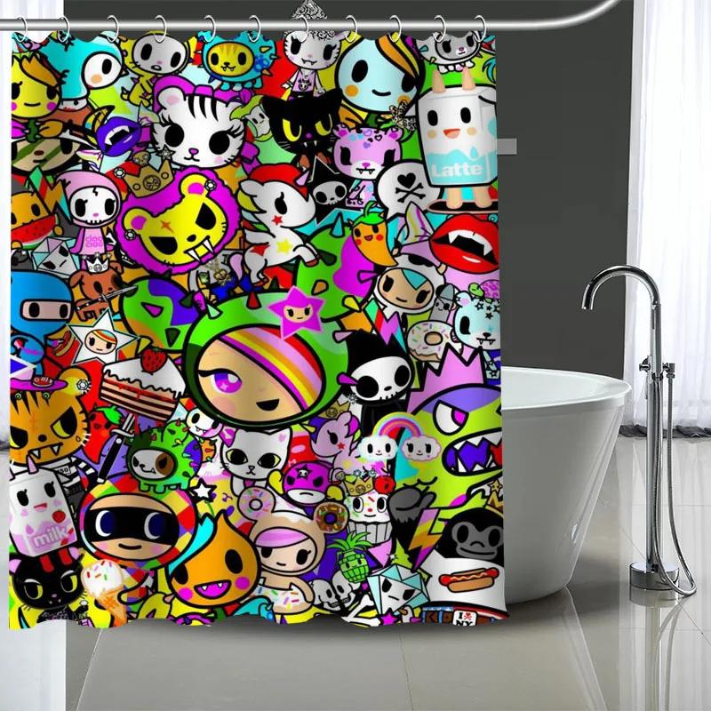 Tokidoki Custom Pattern Polyester Bath Curtain Waterproof Shower Curtains Diy Bath Screen Printed Curtain For Bathroom