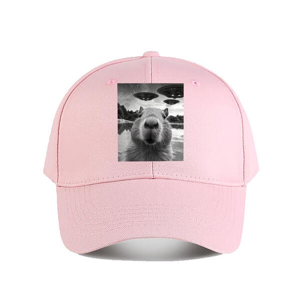 Capybara Close Up UFO Alien Invasion Lake Scene Baseball Cap Fashion Unisex Sunhat Womens Outdoor Sports