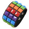 Comfort Fit Adjustable Bracelet Three Row Square Studs Punk Design Soft Leather for Stylish Daily Fashion