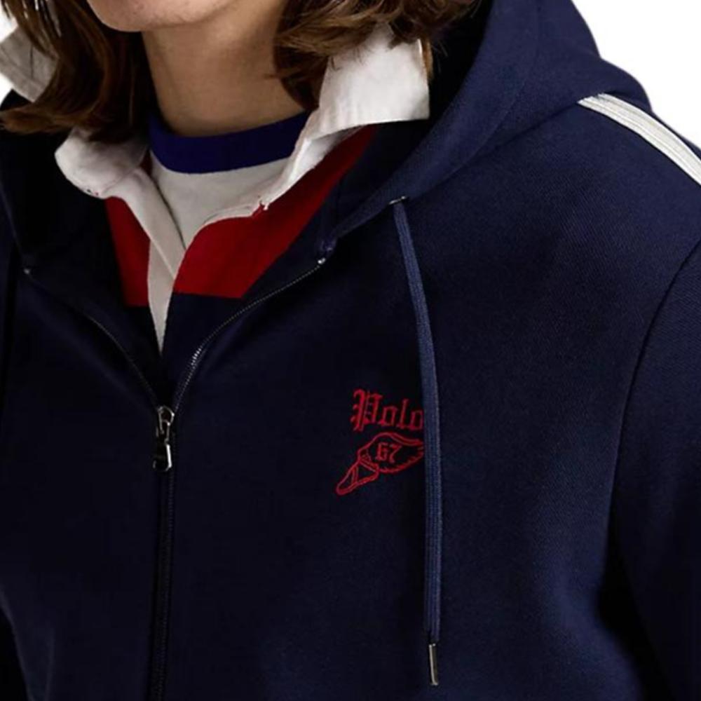 Polo Ralph Lauren Logo Reversible Knit Mesh Hooded Long Sleeve Sweatshirt Men Sweatshirt Blue 710964438001