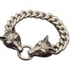 Nordischer Wolfskopf Edelstahl Herren Hip-Hop Armband