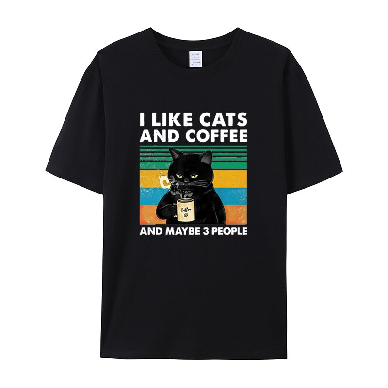 Fun Cat Printed Men's T-Shirt Summer Vintage Kawaii Men's and Women's Surfing Beach T-Shirt Unisex Breathable Casual Top