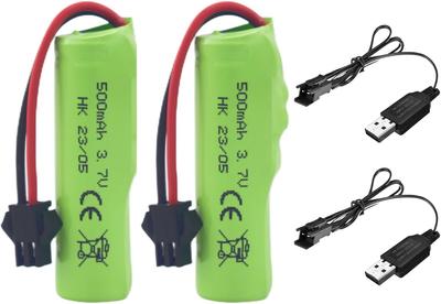 2 vnt. ličio baterijos 3,7 V 500 mAh, suderinamos su automobilio DE35 DE38 DE40 DE50 TB202 TB201 TM201 RC, su USB laidais, žalia