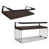 2 Set Wall Mounted Storage Shelves Bathroom Metal Wire Rustic Floating Shelf for Kitchen Office