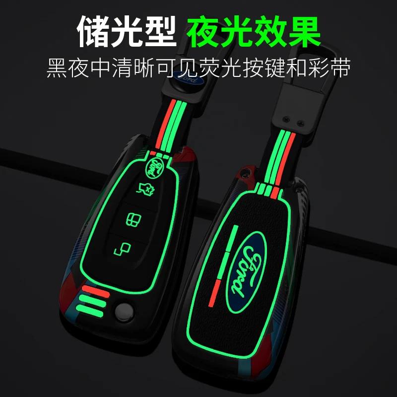 KLYD4 Car Key Case Fob Cover Holder Shell For Ford Ranger C-Max S-Max Focus Galaxy Mondeo Transit Tourneo Custom Keychain Accessories
