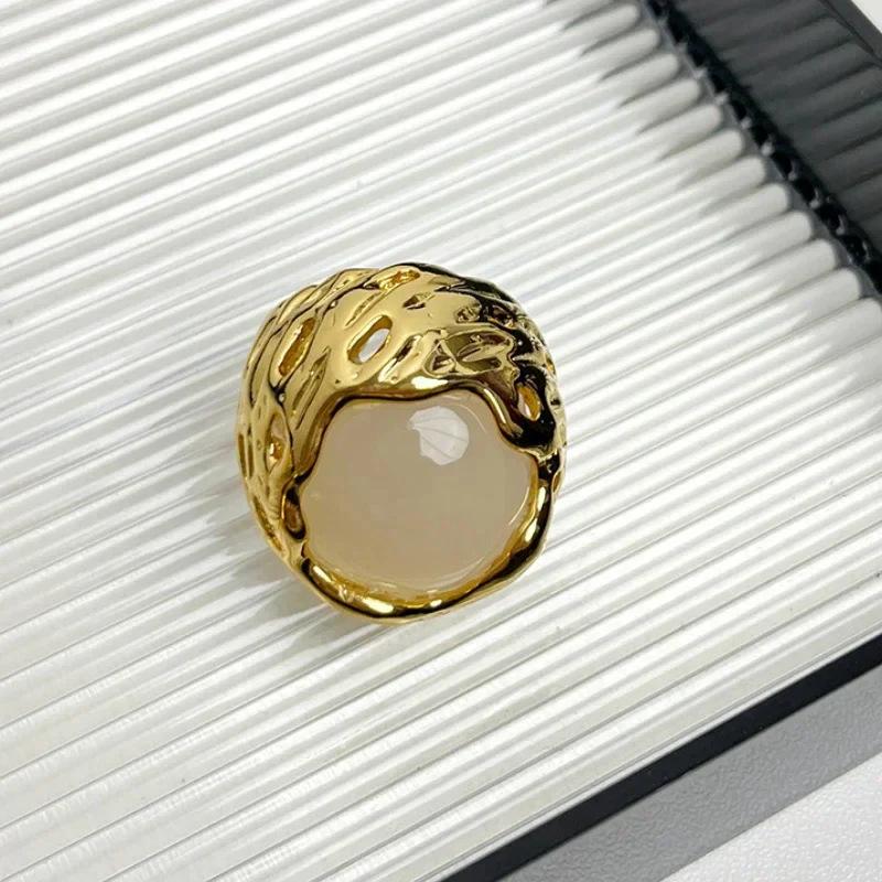 Huajie Geometric Embedded Colored Resin Opening Rings for Women Light Luxury Elegant Banquet New Ring  Trend