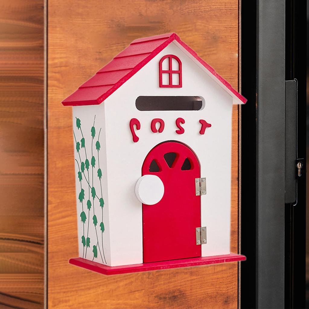 Mailbox with Key Lock Wood Communication Mail Box Wall Mount Mailbox Opinion Box for Home Office School Entrance Front Door