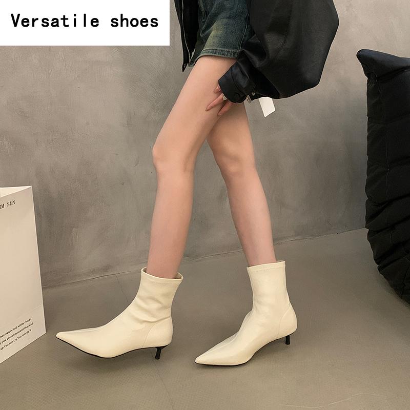 Spring Autumn Women Ankle Boots Fashion Pointed Toe Modern Short Booties Designer High Heels Botas De Mujer