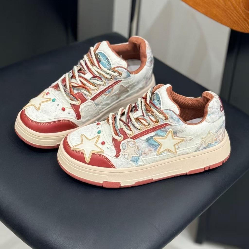 New Niche Shoes Denim Blue Star Board Shoes Women's Height Increase Casual Versatile Breathable National Tide Shoes Sports Board Shoes