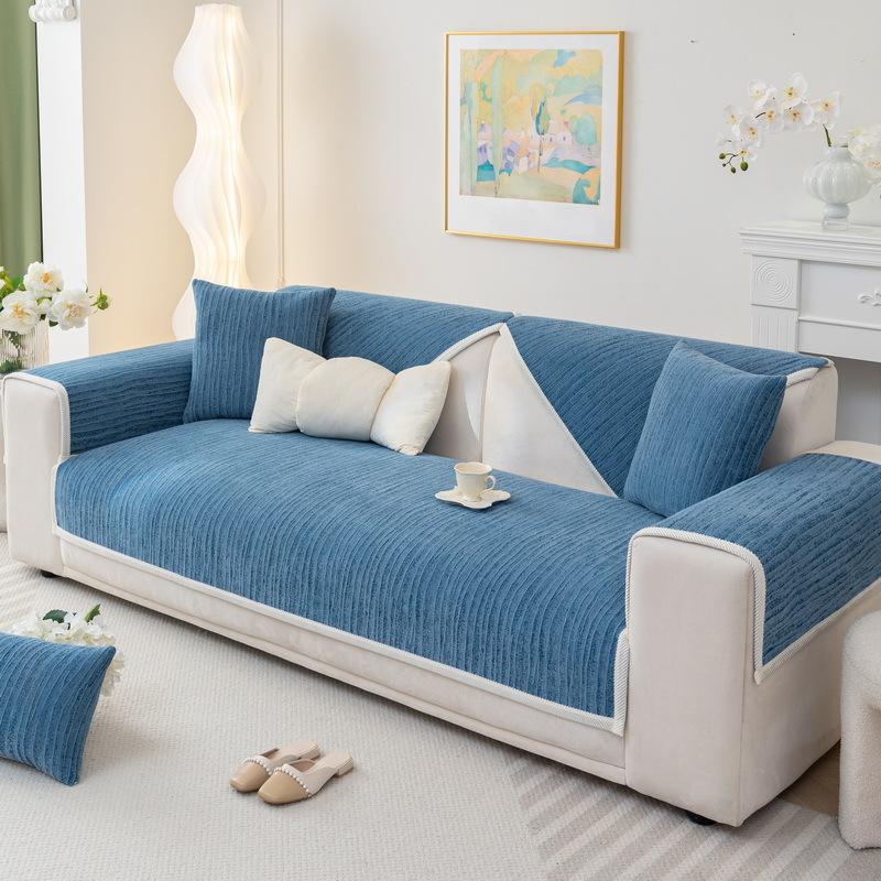Chenille Cream Style Sofa Cushion, Universal for All Seasons, New High-end Non-slip Cushion Leather Cover and Cover Cloth