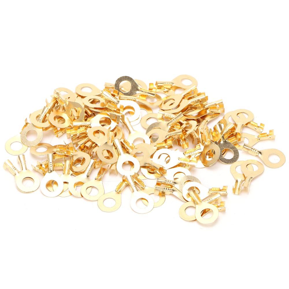 100Pcs Sturdy Structure Eye Terminal Brass Ring Cold Pressed Terminal  Low-frequency Working
