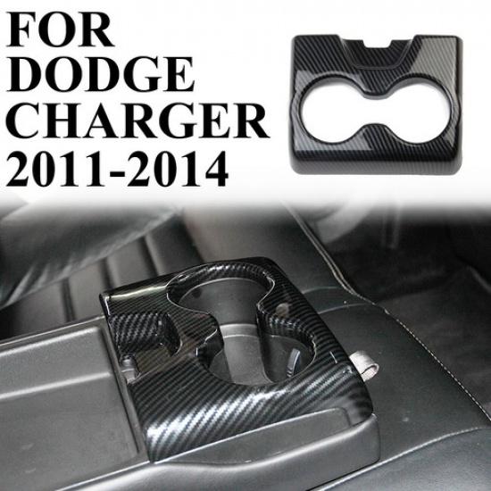 Carbon Fiber Style Rear Seat Armrest Cup Holder Cover Trim For Dodge Charger