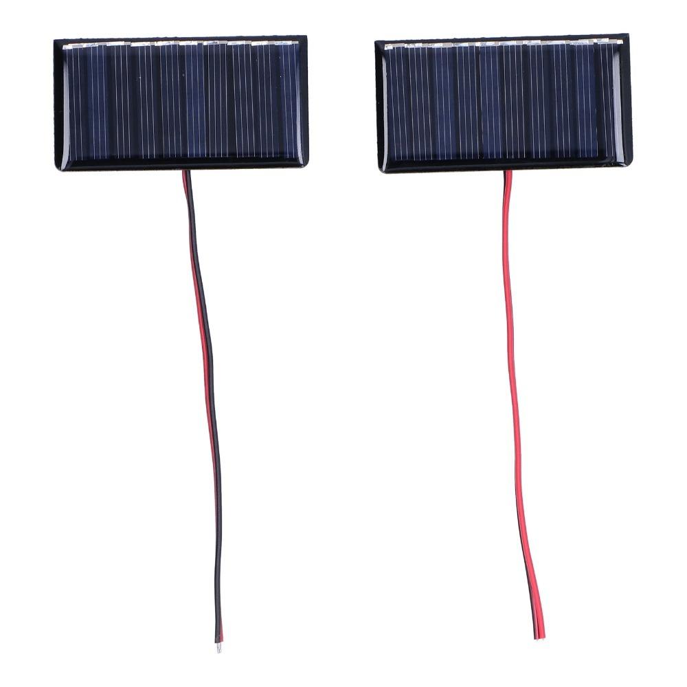2 Pcs with Wires Solar Panel Module 0.3W 5V 60MA Solar Panels Cells Low Power Electrical Appliances