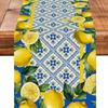 Blue Lemon Fruit Italy Tile Design Linen Table Runner Dresser Scarf Decor Farmhouse Kitchen Dining Table Runner Party Decoration
