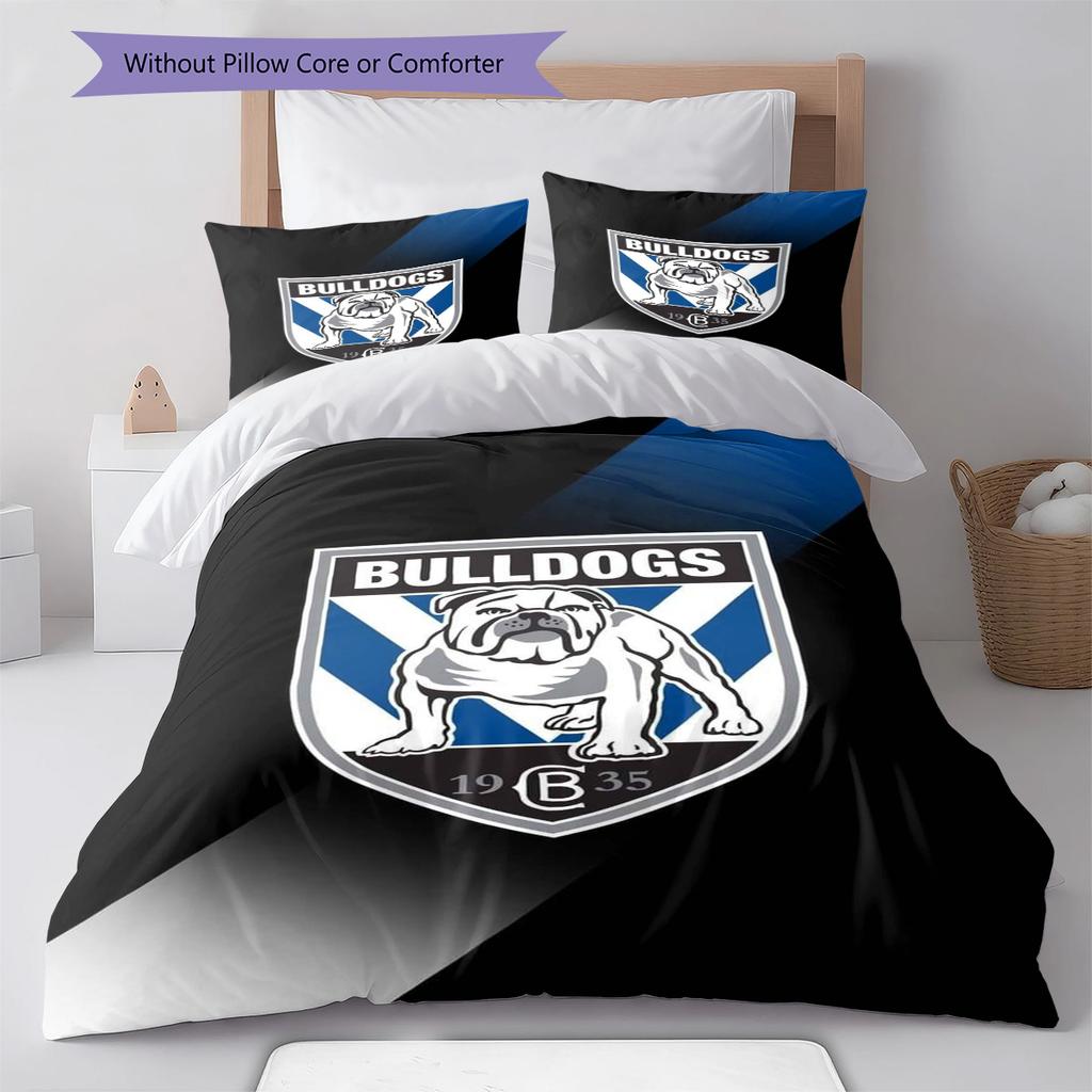 Canterbury Bulldogs Pattern Bedding Set Quilt Cover Pillowcase Home Decor Gift (1 * Duvet Cover + 2 * Pillowcase, Without Core)