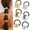 6PCS Metal Hair Ties for Women, Silve Hair Cuffs Ponytail Cuff for Thick Hair Geometric Elastic Hair Accessories