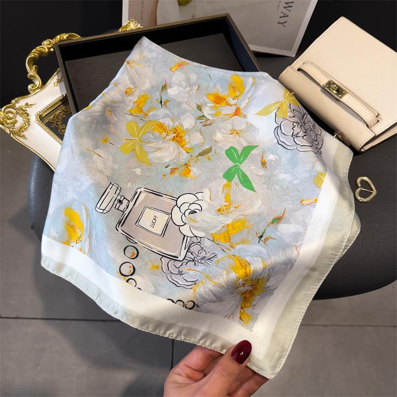 Luxury Design 70cm Satin Square Print Scarf Women Scarves Bandana Hijab Neckerchief Shawl Kerchief Hair Band Foulard Lady