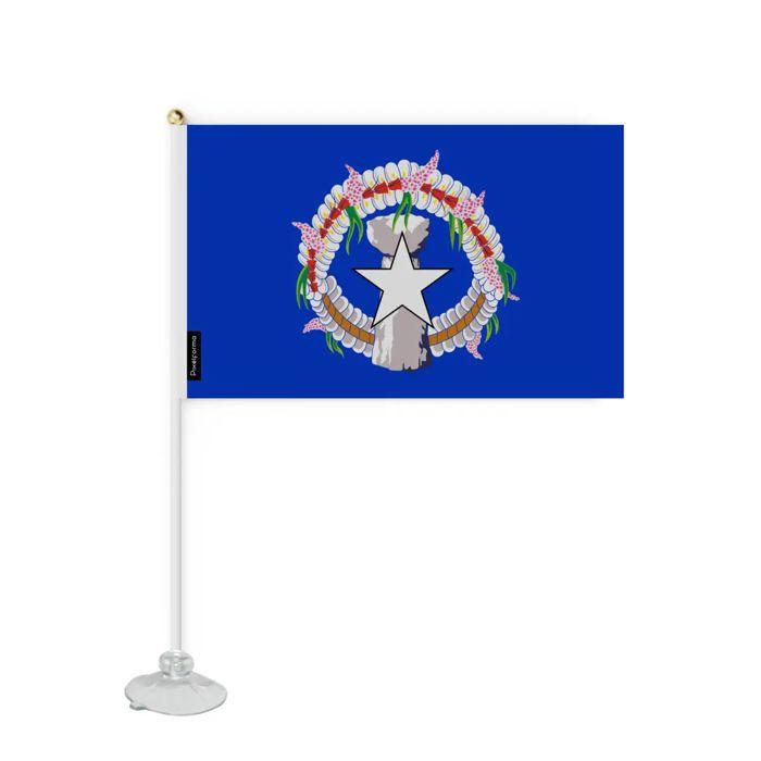 Drapeau - Îles Mariannes du Nord - 14 x 21 cm - Polyester - Ventouse incluse - Recto/verso