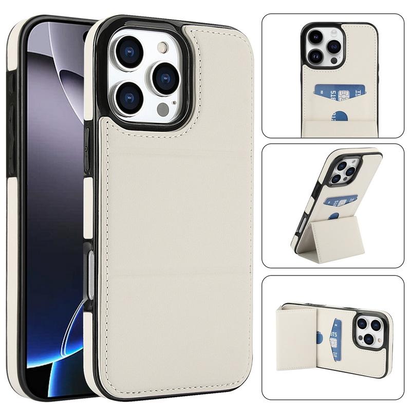 Étui de téléphone de luxe en cuir de couleur unie pour iPhone 16 Pro Max 15 Plus 14 Pro 13 12 11 avec support à rabat, fente pour carte, antichoc, couverture bumper en silicone souple