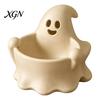 White Trinket Tray 3D Printed Halloween Ghost Bowl, Trick or Treat Snack Candy Storage Bowl Serving Decorative Dish, Party Supplies Nut