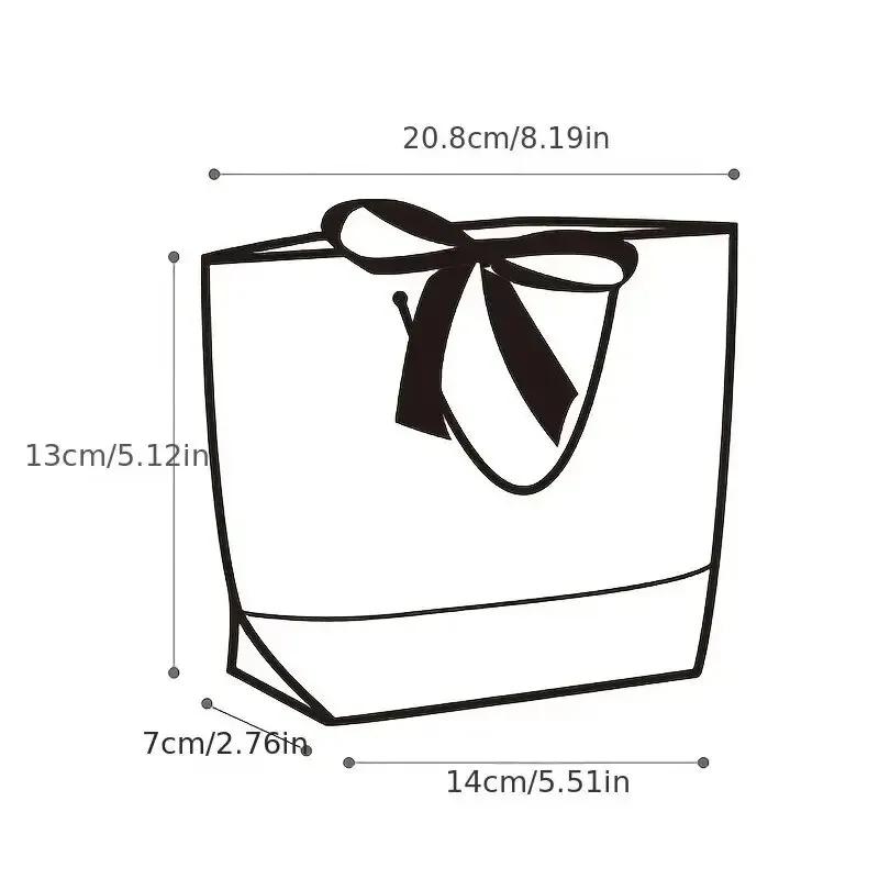 10pcs Ribbon Bow White Pardboard Paper Tote Gift Bags with Handles Shopping Party Wedding Party Birthday Retail Bags
