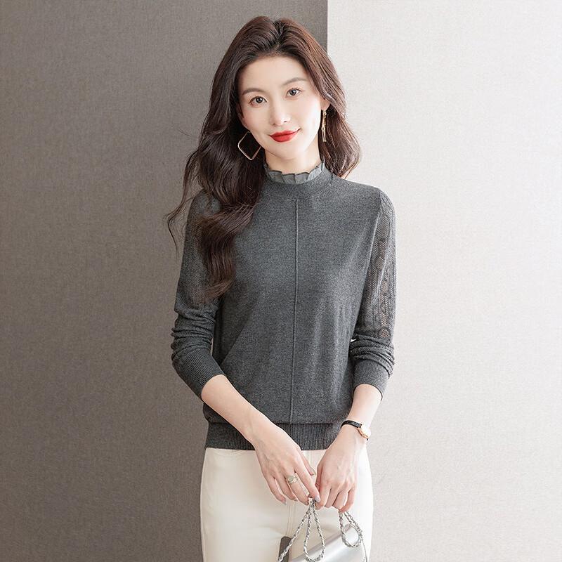 Women's Slim Fit Patchwork Semi-High Neck Knit Top