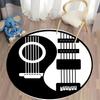 "Alfombra Redonda de Guitarra en Blanco y Negro con Temática Musical para Estudios" para sofá de casa, dormitorio, regalo