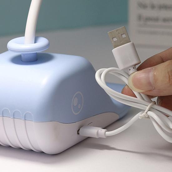 Cartoon Whale Night Light USB Type-C Fast Rechargeable Desk Lamp with Mobile Phone Holder Bendable Warm White Light Desk Light for Students Eye