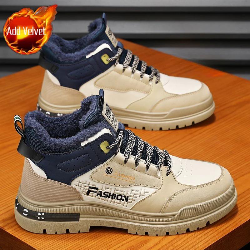 

Модные новинки в мужской зимней обуви, высокие повседневные хлопковые туфли, качественные мужские зимние спортивные ботинки, флис, распродажа, меховая работа 44