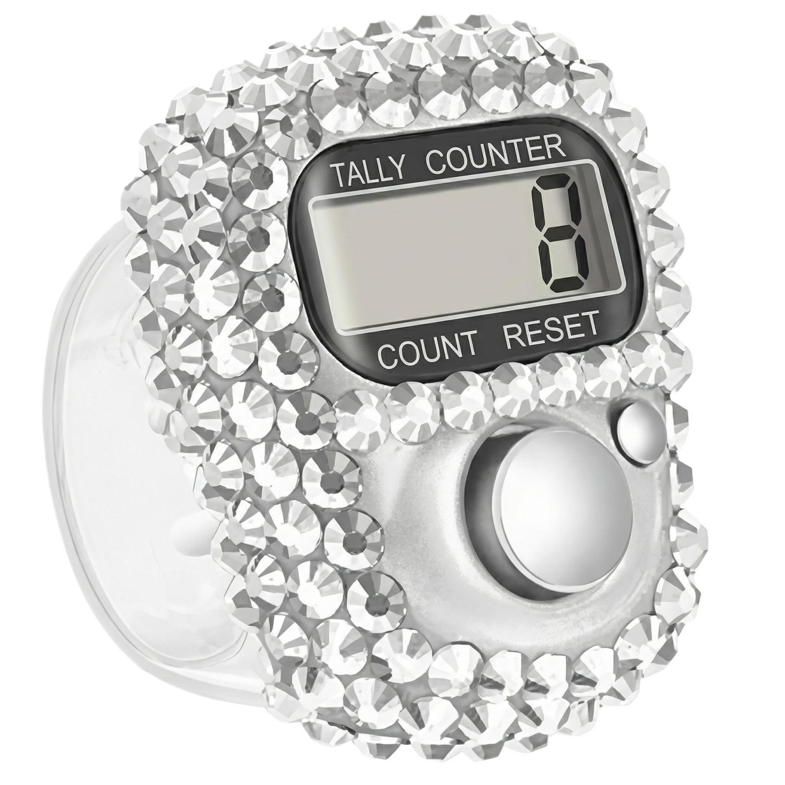 

Portable Finger Counter Ring Electronic Counter Manual Button Counting Device Handheld Counter With Plastic Diamond Decoration One Size