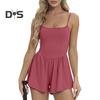 Women's Sleeveless Tennis Dress Summer Pleated Yoga Workout Mini Dresses with Built-in Shorts Spaghetti Strap Athletic Romper Short Sundress