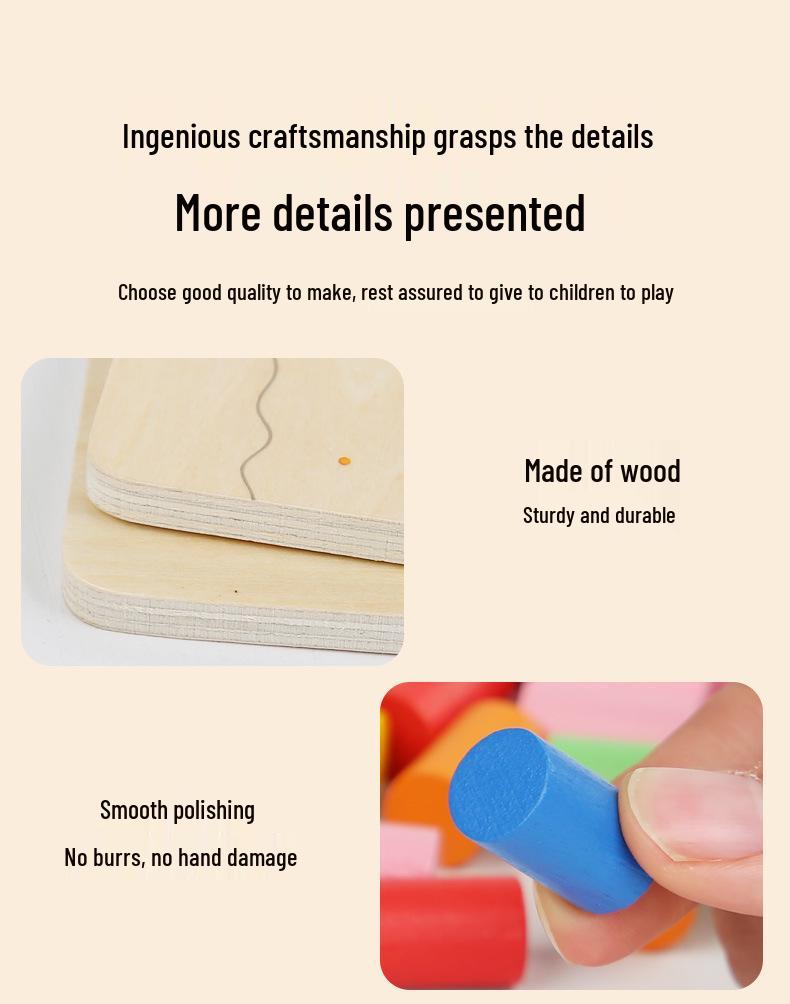 Montessori Color Sorting Pegs: Wooden Puzzle Game for Ages 2-3, Enhances Logical Thinking