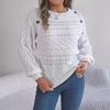 Women's Knitted Sweater Round Neck Long Sleeve Pullover Jumpers Hollowed Out Twisted Sweatshirts