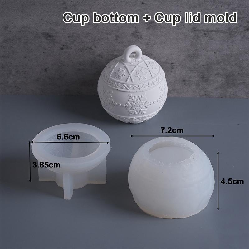 Christmas Ornaments Round Candle Jar Silicone Mold Diy Handmade Relief Snows Berry Ball Plaster Resin Storage Box Craft Molds