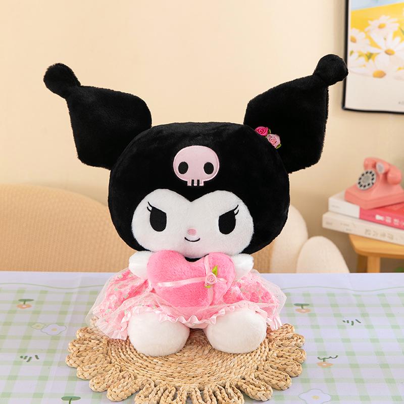 Adorable Heart Kuromi & My Melody Plush Doll Pillow