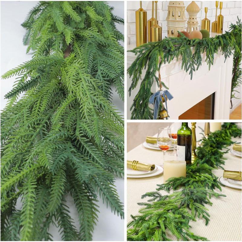 Artificial Christmas Wreath: Soft PE Pine Needles & Cypress with Norfolk Pine Greenery
