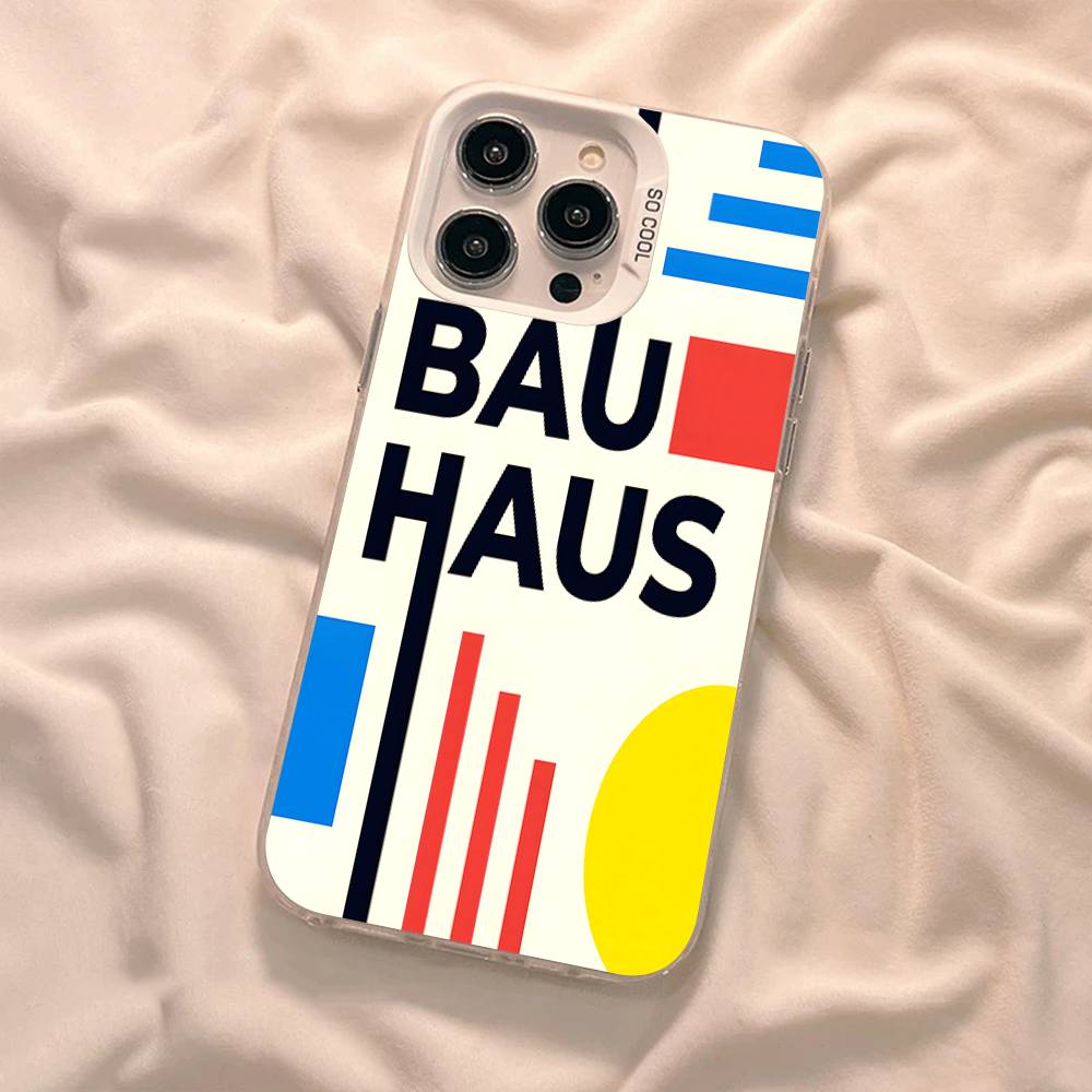 Abstract B-Bauhaus Geometric Art Phone Case For IPhone 16 15 14 13 12 11 17 Pro MAX Plus Pro Matte Shockproof Cover