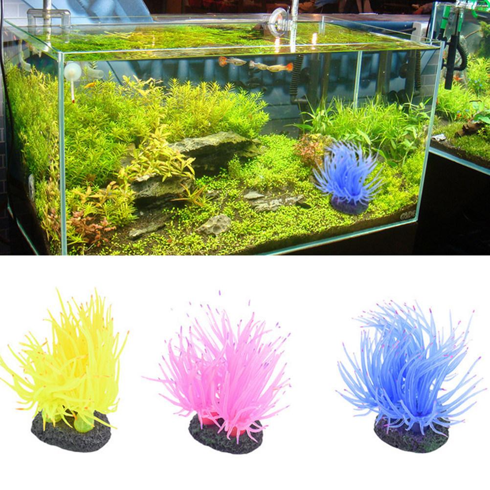 Artificial Pink Sea Anemone Coral Aquarium Decoration Fish Tank Ornament Lifelike Soft Flexible Non Algae Causing Water